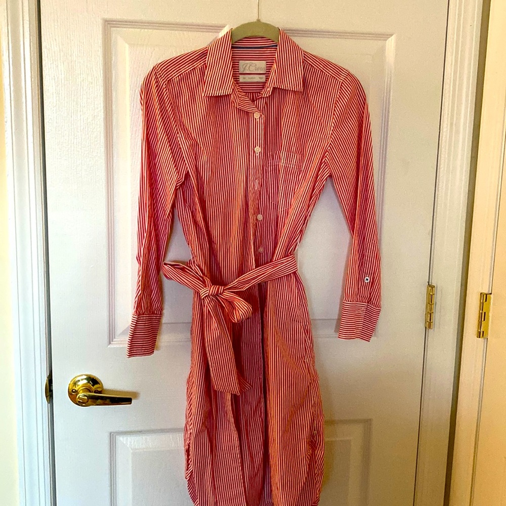 Jcrew shirt dress -red and white stripe